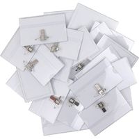 RHG Lot de 50 Porte Badge Plastique Horizontal à Pince - 90 x 56 mm - Badge Infirmiere, Ecoles, Entreprises, Conférences et Visiteurs en PVC Transparent Résistant à l’Eau