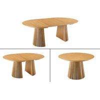 Table ronde extensible KANOVA 120 à 160 à 200 cm aspect chêne clair