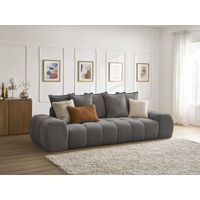 BOBOCHIC - Canapé droit fixe 3 places EVEREST tissu texturé Gris foncé