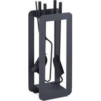 Relaxdays – Serviteur de cheminée moderne 5 pièces – Tisonnier 51cm, pelle à cendres 49cm, balai 47cm, pince 51cm – Acier robuste gris/noir