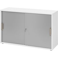 bümö Schiebetürenschrank office - 2 Ordnerhöhen Weiß/Silber