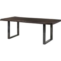 Table à manger 200x100 en bois de manguier laqué gris taupe pieds en U anthracite brillant FREEFORM 5