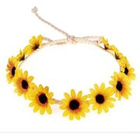 Couronne Capillaire Fleurie - Couronne de Tournesol et Marguerite - Pour Fête Bohème Mariage Photo - Ajustable - 5 Pièces