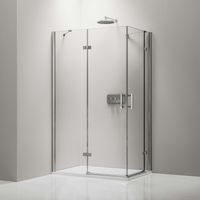 Esquina de cabina de ducha de vidrio templado de seguridad NANO transparente DX407 de 8 mm de grosor - anchura seleccionable :Derecha 90cm, Izquierda 80cm