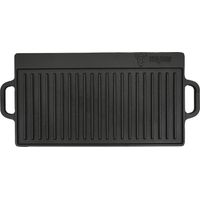 BBQ-Toro Wende-Grillplatte mit Griffen aus Gusseisen, 50 x 23 x 1,5 cm, bereits eingebrannt