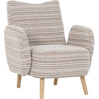 Sillón De Lectura con Bolsillo Lateral Acolchado Ergonómico Patas de Madera Maciza Minimalista en Bouclé Caqui