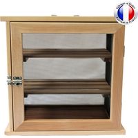 QEM – Garde-manger grillagé 206 – Dimensions 43x44x30 cm – 3 étages avec 2 clayettes amovibles – Bâti en hêtre pour aération optimale