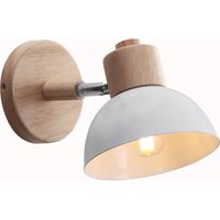 Vintage-Industrie-Wandleuchte, 15 cm verstellbare Wandlampe aus Holz und Metall, Retro-Wandleuchte für Schlafzimmer, Wohnzimmer, Flur, Restaurant (1 Stück, Weiß)