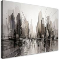 Quadro su tela, Città Astratto grigio beige - 100x70