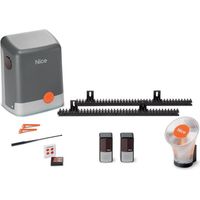 Nice – Kit de motorisation de portail – Pour portails coulissants jusqu’à 5.5m et 400kg – Technologie BUS pour connexion simplifiée – 2 télécommandes incluses