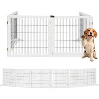 Barrera de Seguridad para Perros Plegable para Escaleras y Puertas con Soporte de Pie 432x36x70 cm Blanco