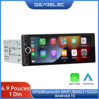 Autoradio GEARELEC 6.9 Pouces avec Sans Fil CarPlay Android Auto GPS Bluetooth WiFi RDS FM 2+32GO