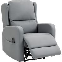 Fauteuil massant électrique en similicuir gris avec repose-pieds et inclinaison