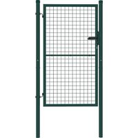 Cancello da Giardino in Acciaio 97x200 cm, Cancelletto da Giardino con Serratura, 3 Chiavi, Maniglia e 2 Pali