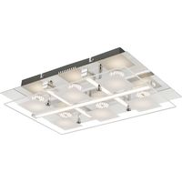 Deckenleuchte Deckenlampe Wohnzimmerlampe Wohnzimmerleuchte, 6 Flammig, Glas Metall Chrom, LED 5W 350Lm warmweiß, LxBxH 38x24x7cm