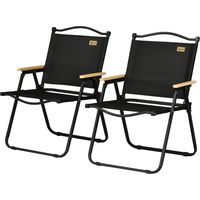 Set 2 Sedie Pieghevoli Esterni con Braccioli Tessuto Oxford Acciaio, Nero, 57x56x87 cm