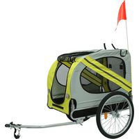 Aqrau Remorque vélo pour Chien, Pet Bike Trailer Foldable, Réflecteurs Drapeau, Max. 30 Kg Jaune
