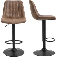 Set 2 Sgabelli da Bar Schienale Poggiapiedi Altezza Regolabile Marrone 130cm