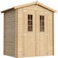 Timbela – Abri de jardin bois 1,98 m² – Dimensions L196 x l136 x H218 cm – Double porte – Fenêtres en verre organique – M367C