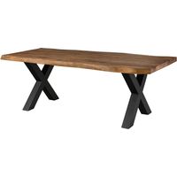 Table à manger 240x100 en bois de Sheesham bois naturel pieds en X anthracite mat FREEFORM 5