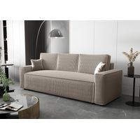 Canapé 3 places convertible AMBRI en velours côtelé 230 cm - Beige