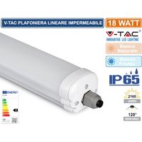 V-TAC VT-6076 TUBO LED PLAFONIERA 18W LAMPADINA 60CM IMPERMEABILE - SKU 216283 / 216282 - Colore Luce: Bianco Freddo