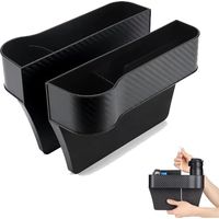 Boîte de rangement auto, 2 pièces, 25,8 x 6,1 x 16,4 cm, pour console centrale, installation simple et rapide (Noir).