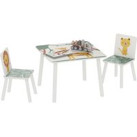 Mesa y Sillas Infantiles de 3 Piezas Mesa Infantil con 2 Sillas de Pino para niños de +3 Años 60x60x44 cm Verde