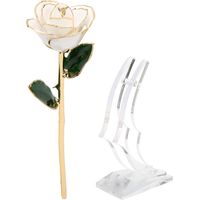 Rose plaquée or 24 carats avec support, décoration florale trempée dans de l'or pour la Saint-Valentin et un anniversaire