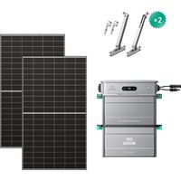 Zendure SolarFlow 800 Pro 2 - Stockage énergétique solaire domestique 800W, gestion intelligente, IP65, avec 500Wx2 Panneau Bifacial, et support de panneaux (Balcon), AB2000L
