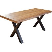 Esstisch Baumkante massiv Akazie natur 240 x 100 schwarz X-Gestell XEREZ
