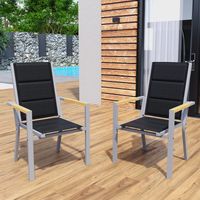 Devoko Chaises de Jardin - Lot de 2 Chaises Empilables en Aluminium, Gris Clair