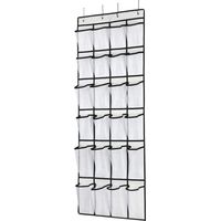 Organisateur De Chaussures Pour Porte - 24 Poches En Maille - Convient Aux Chaussures D'Homme Femme Enfant - Accroche Réglable Pour Épaisseur De Porte 3,5 À 5 Cm - Blanc