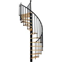 Escalier en colimaçon 12 marches – Hauteur réglable 2.28 à 2.82m – Diamètre 120cm – Structure acier noir – Marches en hêtre massif verni - BERL120-NH