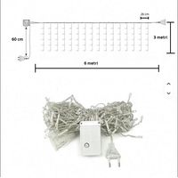 Tenda Luminosa LED 6x3 Metri Luci a Cascata Bianco per Interni ed Esterni - COLORE LED: BIANCO CALDO