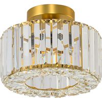 Lámpara de techo dorada y glamurosa con cristales de vidrio, redonda, Ø24,5 cm, 1xE27, 15W, GALACTICO Light Prestige