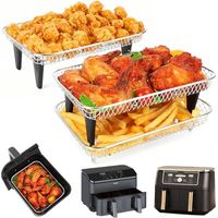 Accessoires pour friteuse à air agrandis compatibles Ninja Foodi Max AF400UK 9,5L & COSORI Dual 8,5L, grille à 3 niveaux avec 8 pieds en silicone, grille de cuisson pour friteuses à air doubles EMtron