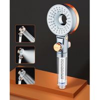 Water-saving shower head with 3 spray patterns, increasing pressure hand shower with anti-limescale filter, rain shower head, water-saving shower head with f