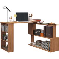 Bureau d'angle rabattable avec 5 étagères de rangement, bureau d'ordinateur d'angle en bois, convient aux bureaux, salons et espaces de travail, style industriel, dimensions 120x110x74,5 cm