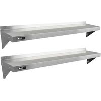 KuKoo 2 x Gastro Edelstahl Regal Wandregal Küchenregal Wandbord Gewürzregal 1500mm x 300mm
