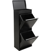 ARREGUI Top Cubo de Basura y Reciclaje de 2 Compartimentos con Cajón Superior, 2x23 L (46 L), con Cubetas de Alta Capacidad, Contenedores de Reciclaje de Cocina, negro CR426-B2