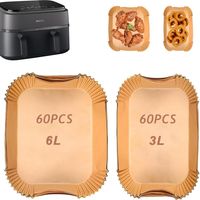 Applicable Papier Cuisson Air Fryer pour Philips Dual Basket Airfryer 9 Litres, Papier Sulfurisé pour Air Fryer Philips Airfryer Série 3000, Air Fryer papier Cuisson pour Philips NA350/00 6L/3L (60pcs
