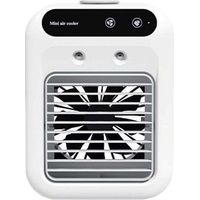 Condizionatore d'aria portatile 3 in 1, mini raffrescatore d'aria e umidificatore con 2 velocità, ricaricabile e silenzioso, per ufficio, camera da letto, scrivania, auto e stanze piccole (bianco)