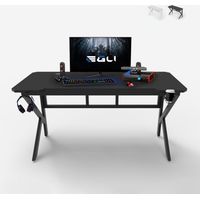 Scrivania gaming 160x60cm carbonio ergonomica cavi porta cuffie bibite Sportbot 160 - Nero