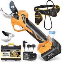 Secateur Electrique Professionnel, 36mm 900W 4Ah/2Ah Sécateur Électrique sans Fil avec Batterie pour jardin, vergers et vignobles, Jaune/Noir