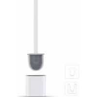 Tigrezy -Brosse WC Silicone Plate- Brosse Toilette et Supports,Balayette WC Ventilée, Séchage Rapide sans Odeur, Balai WC Montage Mural/au Sol, Salle de Bain et WC Blanc
