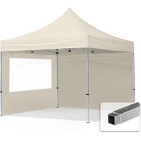 Gazebo Pieghevole Giardino 3x3m - 2 laterali Alluminio Telo idrorepellente Padiglione Mercati Sagre crema