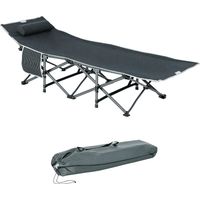 Opklapbaar campingbed met kussen, 188 x 64,5 x 53 cm, grijs