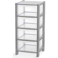 Commode Tower 4 tiroirs gris 38x38x78 cm