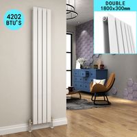 ELEGANT Vertical White Radiators Tall Double Flat Panel Radiator 1800x304mm Home Design Radiator